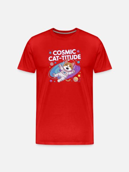 Cosmic Cat-titude – Intergalactic Cat Power - Men's Premium Organic T-Shirt - red