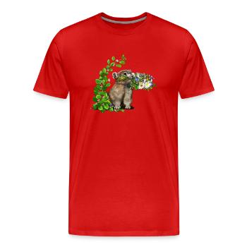 little whistling hare - Men's Premium Organic T-Shirt - red - Front - Damien (186cm)
