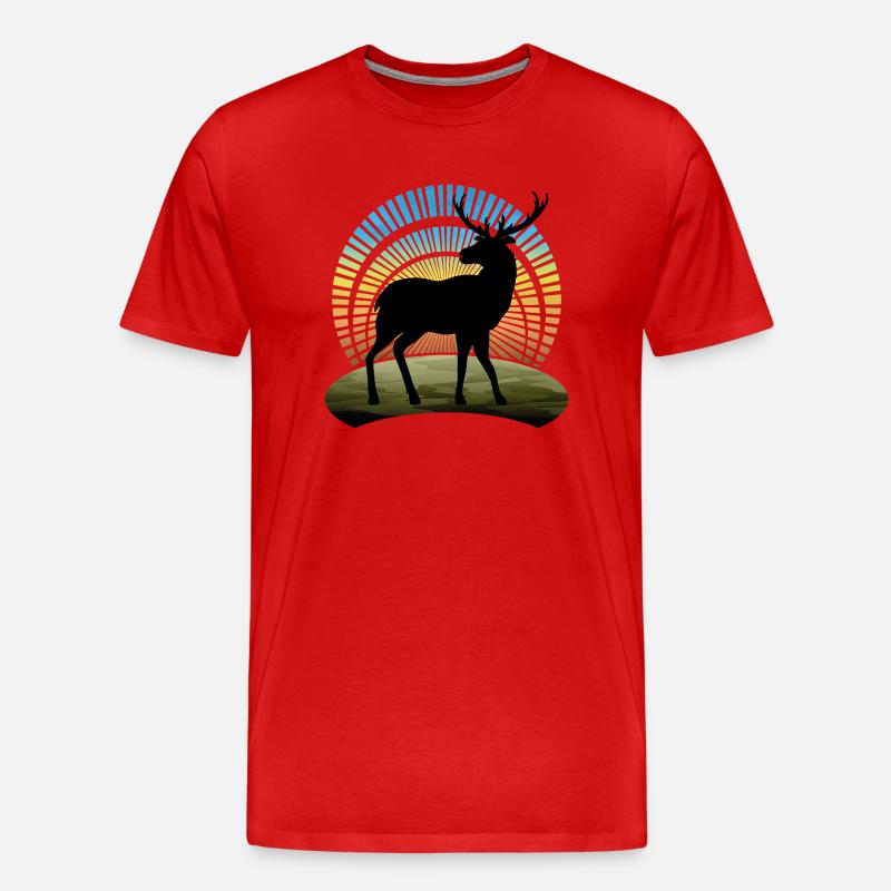 Hirsch - Männer Premium Bio T-Shirt - Rot