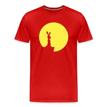 Lapin Lune Falaise Montagne Nuit Ronde Soleil Peeps Stands - T-shirt bio Premium Homme - rouge - Devant - Damien (186cm)