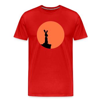 Lapin Lune Falaise Montagne Nuit Ronde Soleil Peeps Stands - T-shirt bio Premium Homme - rouge - Devant - Damien (186cm)