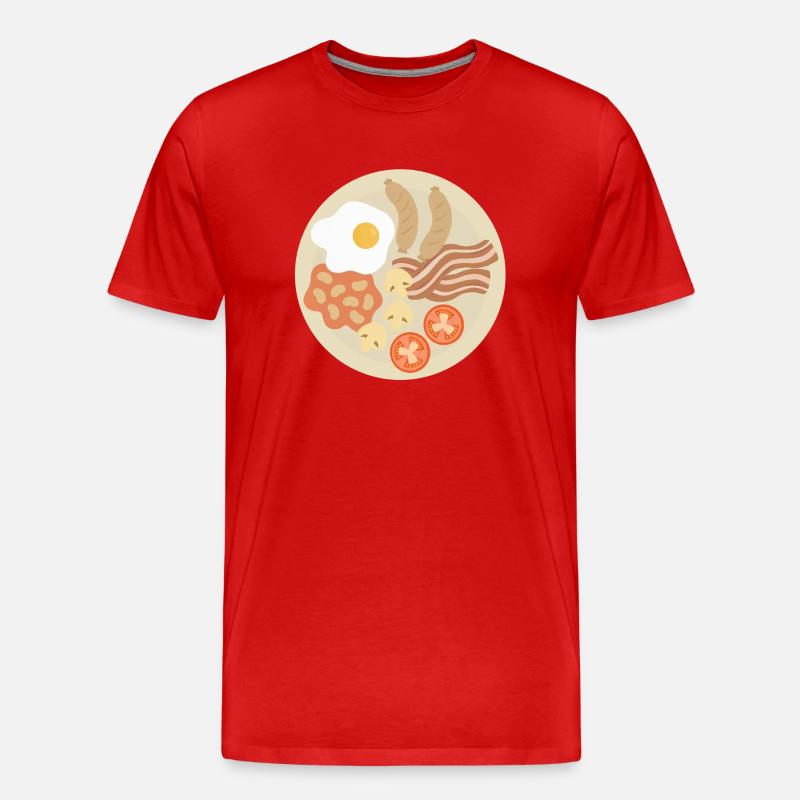 Komplettes englisches Frühstück - Männer Premium Bio T-Shirt - Rot