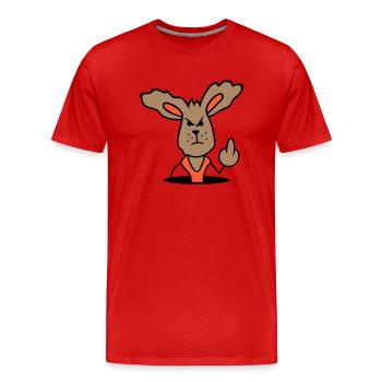 Lapin Majeur Montrer Méchant Coquin Insultant - T-shirt bio Premium Homme - rouge - Devant - Damien (186cm)