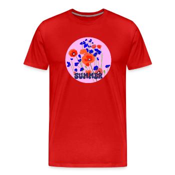 Sommer Mohn - Männer Premium Bio T-Shirt - Rot - Vorne - Damien (186cm)