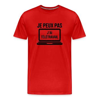 I can't I telework! - Men's Premium Organic T-Shirt - red - Front - Damien (186cm)