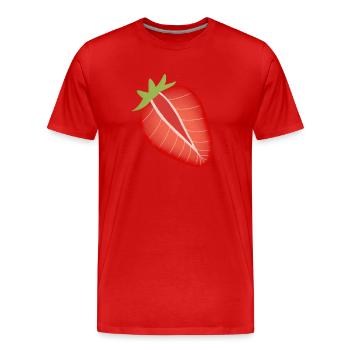 Erdbeer-Hälfte - Männer Premium Bio T-Shirt - Rot - Vorne - Damien (186cm)