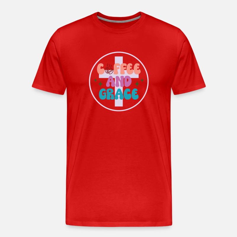 Kaffee & Gnade - Männer Premium Bio T-Shirt - Rot