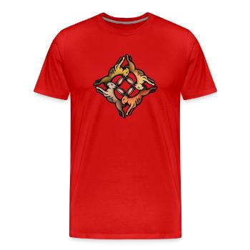 Vier Hasen - Männer Premium Bio T-Shirt - Rot - Vorne - Damien (186cm)