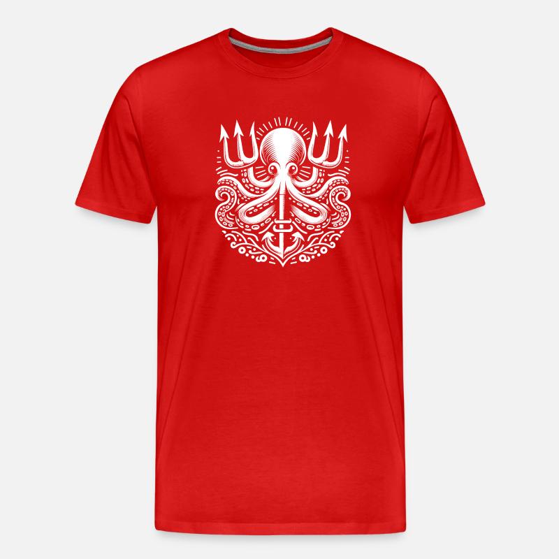 Krake - Männer Premium Bio T-Shirt - Rot