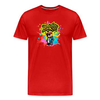 Nounours "BRO" - T-shirt bio Premium Homme - rouge - Devant - Damien (186cm)