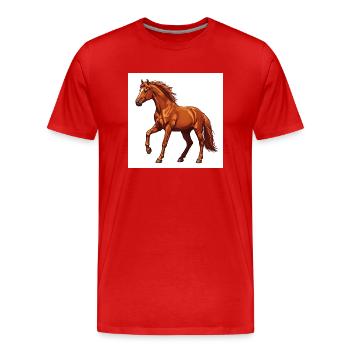 Le cheval : un animal noble - T-shirt bio Premium Homme - rouge - Devant - Damien (186cm)