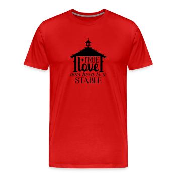 Le véritable amour est né est une étable - T-shirt bio Premium Homme - rouge - Devant - Damien (186cm)