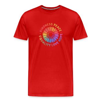 Tournesol Mois de la Gay Pride Arc-en-ciel LGBT LGBTQ+ - T-shirt bio Premium Homme - rouge - Devant - Damien (186cm)
