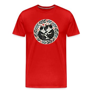 Smoking Katzenliebe - Männer Premium Bio T-Shirt - Rot - Vorne - Damien (186cm)