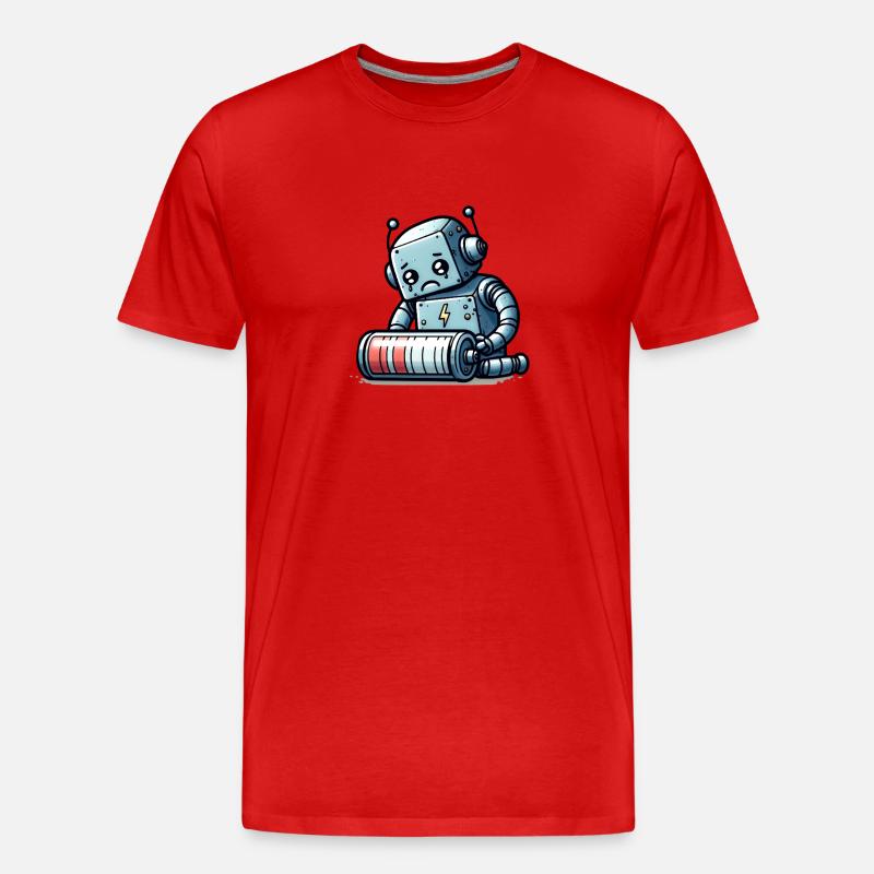 Robot Weak Battery Robo-Problems - T-shirt bio Premium Homme - rouge