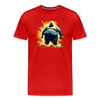 Fat Explosion - Männer Premium Bio T-Shirt - Rot - Vorne - Damien (186cm)