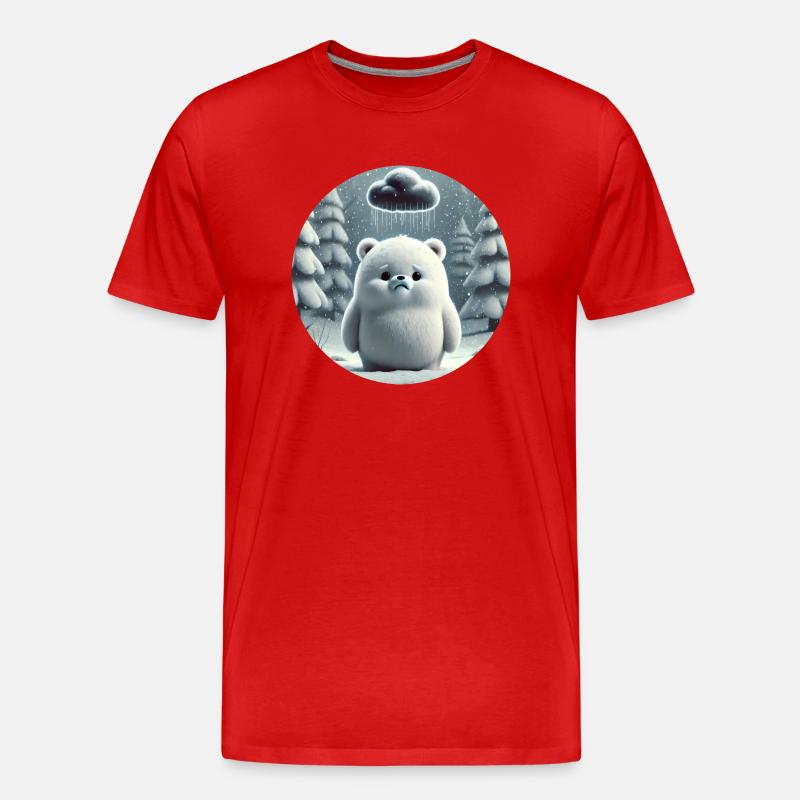 Eisbär im eisigen Regen - Männer Premium Bio T-Shirt - Rot