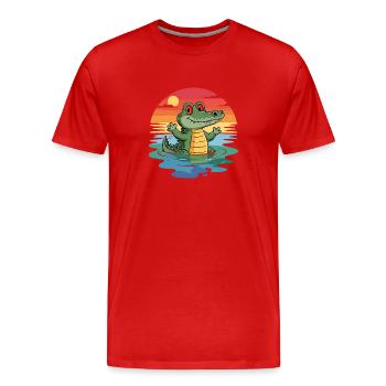 Alligators Rétro Alligator - T-shirt bio Premium Homme - rouge - Devant - Damien (186cm)