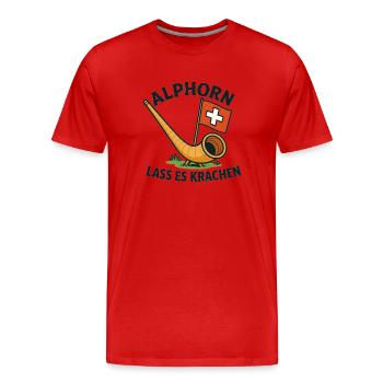 Alphorn lass es krachen - Männer Premium Bio T-Shirt - Rot - Vorne - Damien (186cm)