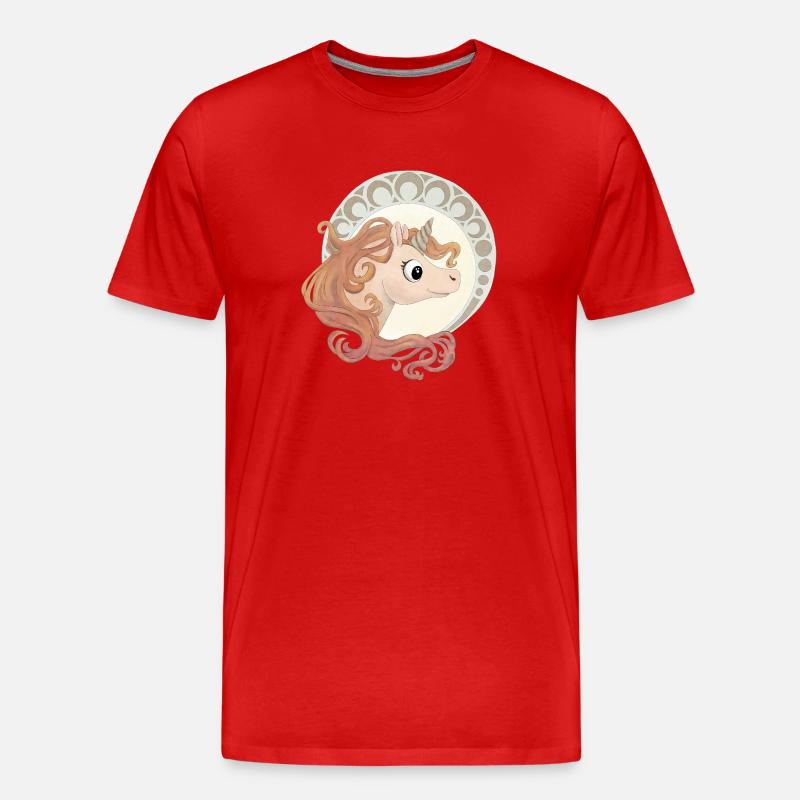 Elegantes Einhorn - Männer Premium Bio T-Shirt - Rot