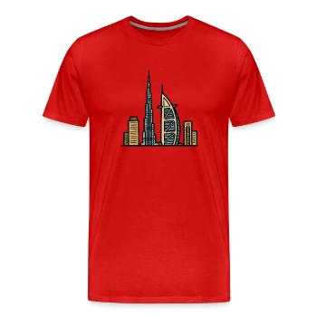 Horizon de Dubaï - T-shirt bio Premium Homme - rouge - Devant - Damien (186cm)