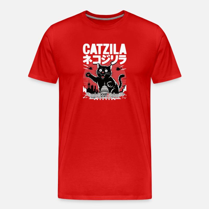 Catzilla Catzilla - Männer Premium Bio T-Shirt - Rot
