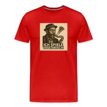 Saxophon Ich spiele vegetarisch - Männer Premium Bio T-Shirt - Rot - Vorne - Damien (186cm)
