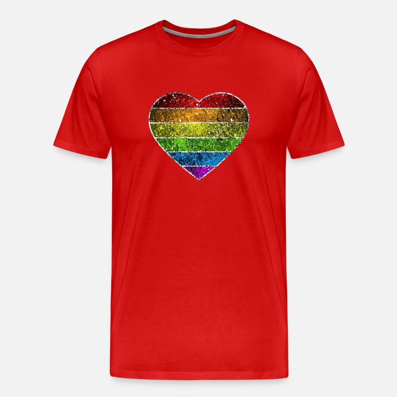Kosmisches Regenbogenherz - Männer Premium Bio T-Shirt - Rot