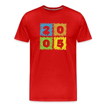 20th Birthday Andy's Patches 2005 - Men's Premium Organic T-Shirt - red - Front - Damien (186cm)