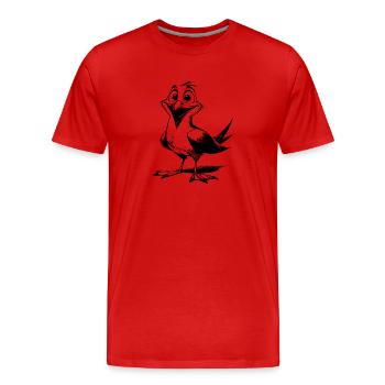 Cute fluttering man funny seagulls bird - Men's Premium Organic T-Shirt - red - Front - Damien (186cm)