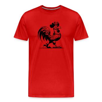 Mein Kamm, mein Hof, mein Style ich bin der Gockel - Männer Premium Bio T-Shirt - Rot - Vorne - Damien (186cm)