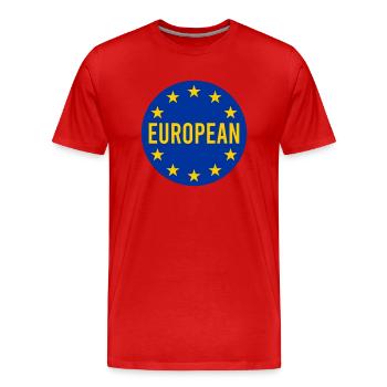 European - Men's Premium Organic T-Shirt - red - Front - Damien (186cm)