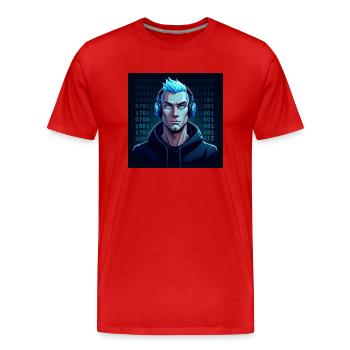 Blue Eyes Gamer mit Headset! - Männer Premium Bio T-Shirt - Rot - Vorne - Damien (186cm)