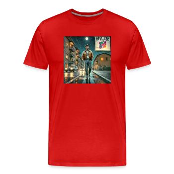 LONE HERO OF THE 90S - Men's Premium Organic T-Shirt - red - Front - Damien (186cm)