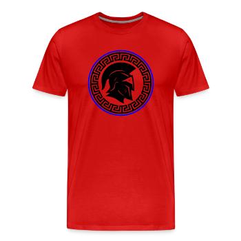 Icône du casque Spartan - T-shirt bio Premium Homme - rouge - Devant - Damien (186cm)