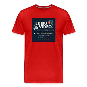 Le jeu vidéo n'est pas une perte de temps - T-shirt bio Premium Homme - rouge - Devant - Damien (186cm)