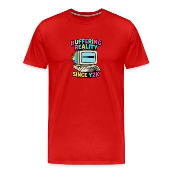 Mise en mémoire tampon depuis l’an 2000 - T-shirt bio Premium Homme - rouge - Devant - Damien (186cm)