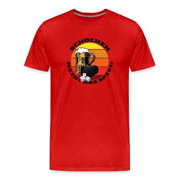 Schocken est le nom du jeu - T-shirt bio Premium Homme - rouge - Devant - Damien (186cm)