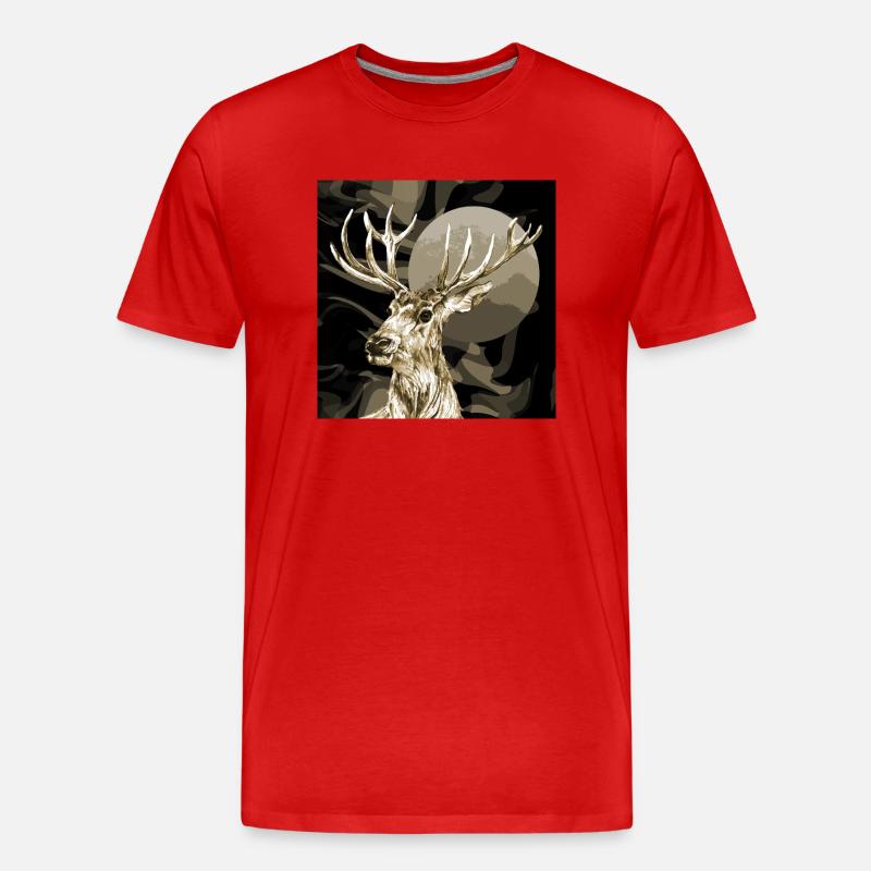 Hirsch - Männer Premium Bio T-Shirt - Rot