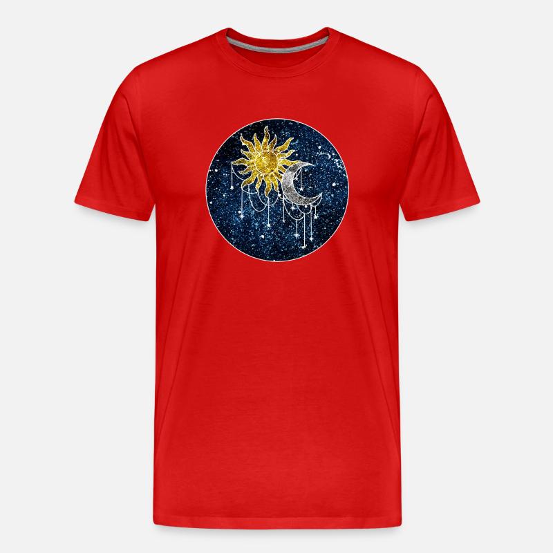 Kosmische Sonne und Mond - Männer Premium Bio T-Shirt - Rot
