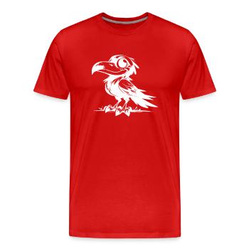 Witziger Rabe mit goßen Augen und großem Schnabel - Männer Premium Bio T-Shirt - Rot - Vorne - Damien (186cm)