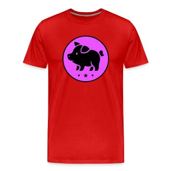 Porc Porcelet Truie - T-shirt bio Premium Homme - rouge - Devant - Damien (186cm)