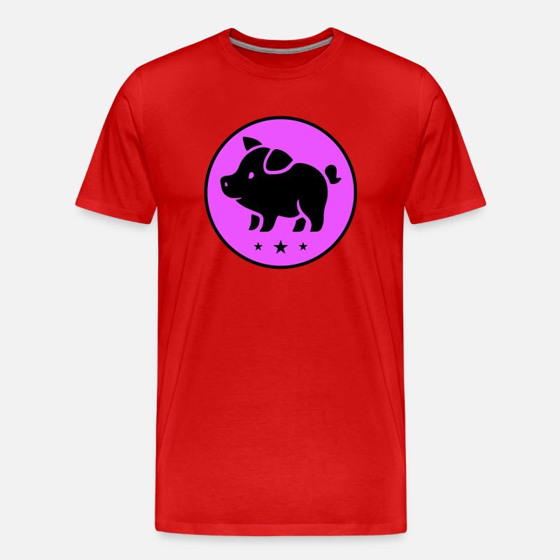 Schwein Ferkel Sau - Männer Premium Bio T-Shirt - Rot