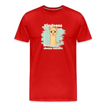 L’amabilité compte – Alpagas moelleux - T-shirt bio Premium Homme - rouge - Devant - Damien (186cm)