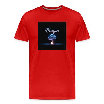 Champignon magique à la lumière des étoiles - T-shirt bio Premium Homme - rouge - Devant - Damien (186cm)