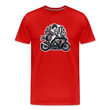 Biker Geisha - Männer Premium Bio T-Shirt - Rot - Vorne - Damien (186cm)