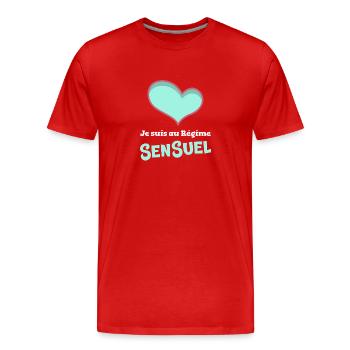 JE SUIS AU RÉGIME SENSUEL ! (amour, love) - T-shirt bio Premium Homme - rouge - Devant - Damien (186cm)