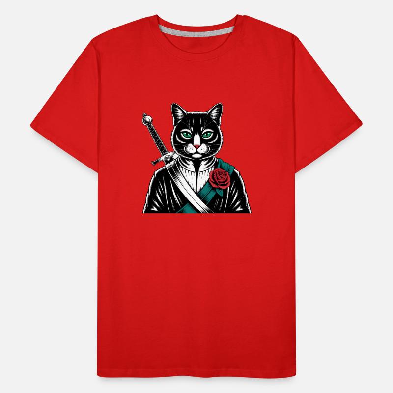 Die Samurai-Katze, die Bushido-Katze Männer Premium Bio T-Shirt