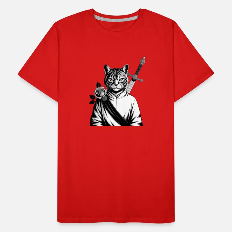 Die Samurai-Katze, die Bushido-Katze Männer Premium Bio T-Shirt