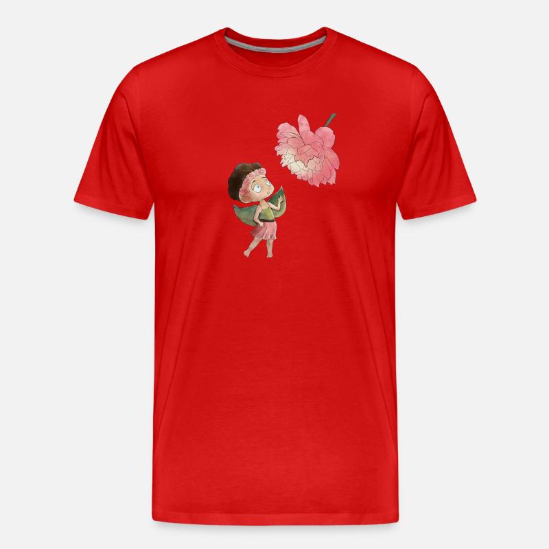 Magical fairy with peony - Men's Premium Organic T-Shirt - red